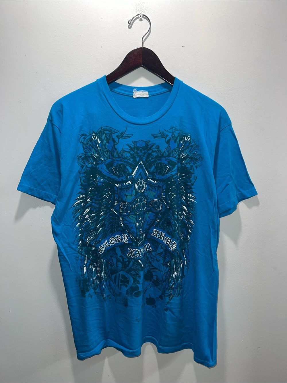 👕🌶 Y2K "Glory Armd Cross With Wings" Grunge T-Shirt